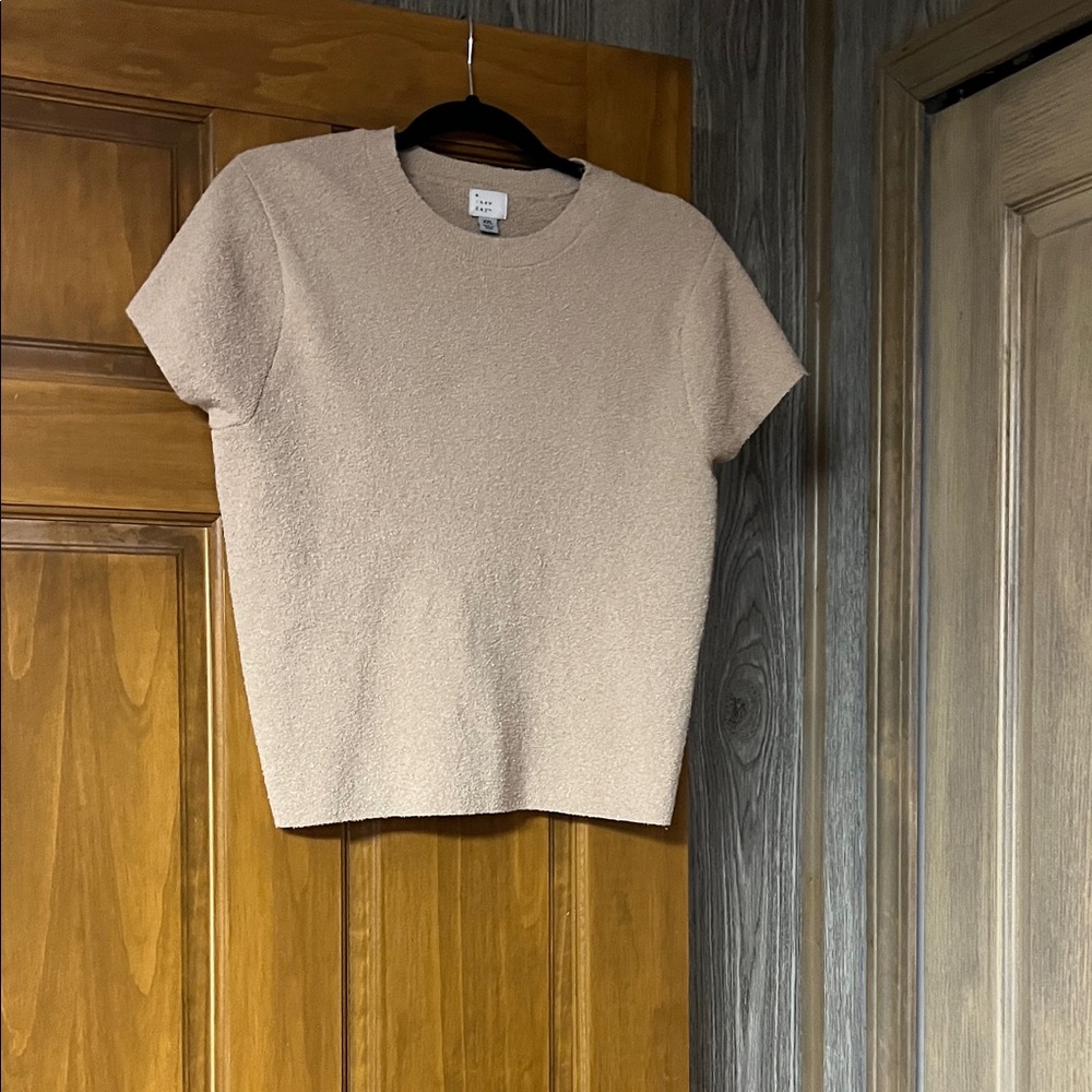 Boucle Beige/Tan Tee Sweater - Picture 6 of 8